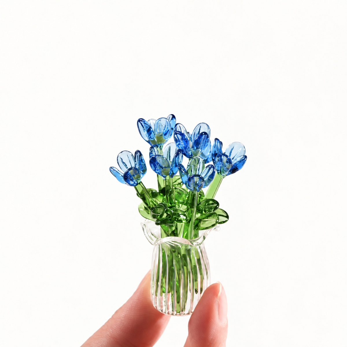 🌹Handcrafted Mini Glass Flower Set with Vase