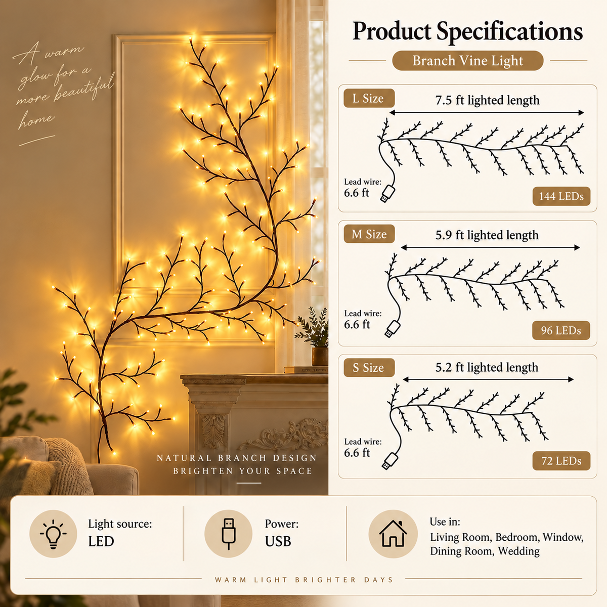 β¨ Willow Branch Lights β Elegant Warm Glow for Holiday Decor π