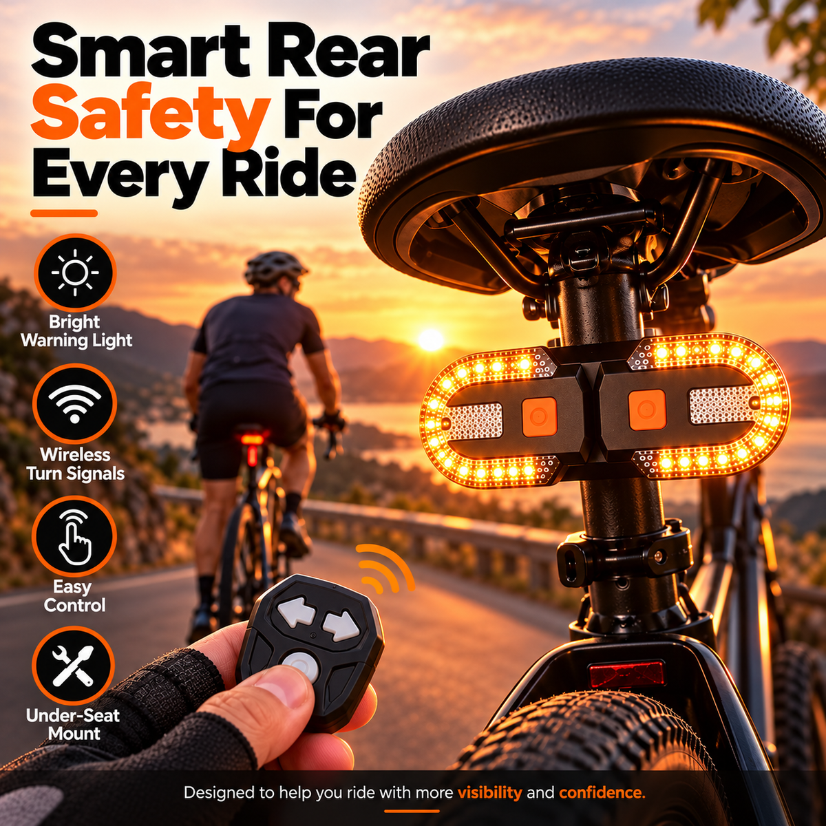 Wireless Turn Signal Bike Light