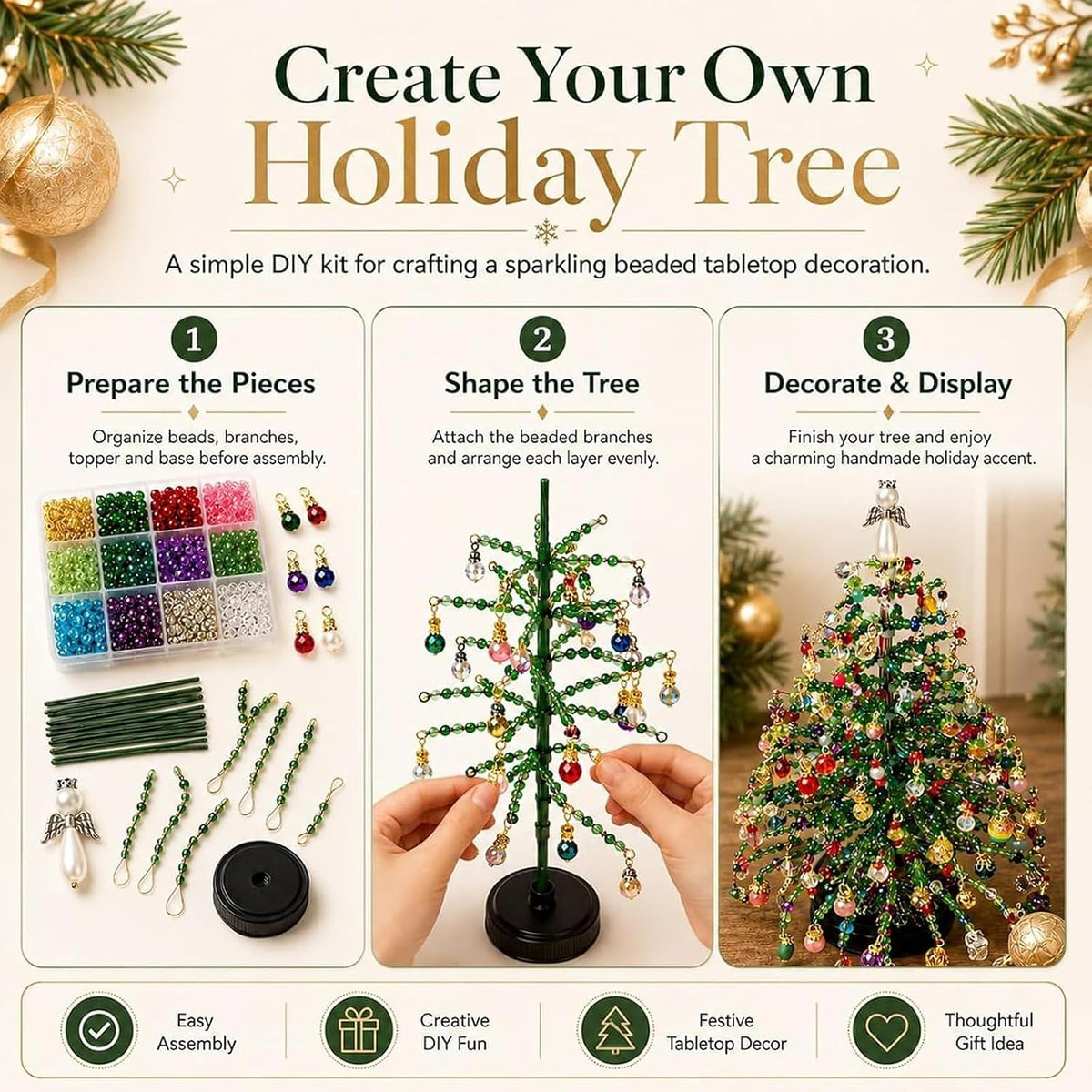 ✨ DIY Lighted Seasonal Tabletop Tree Kit – Create Your Own Holiday Magic