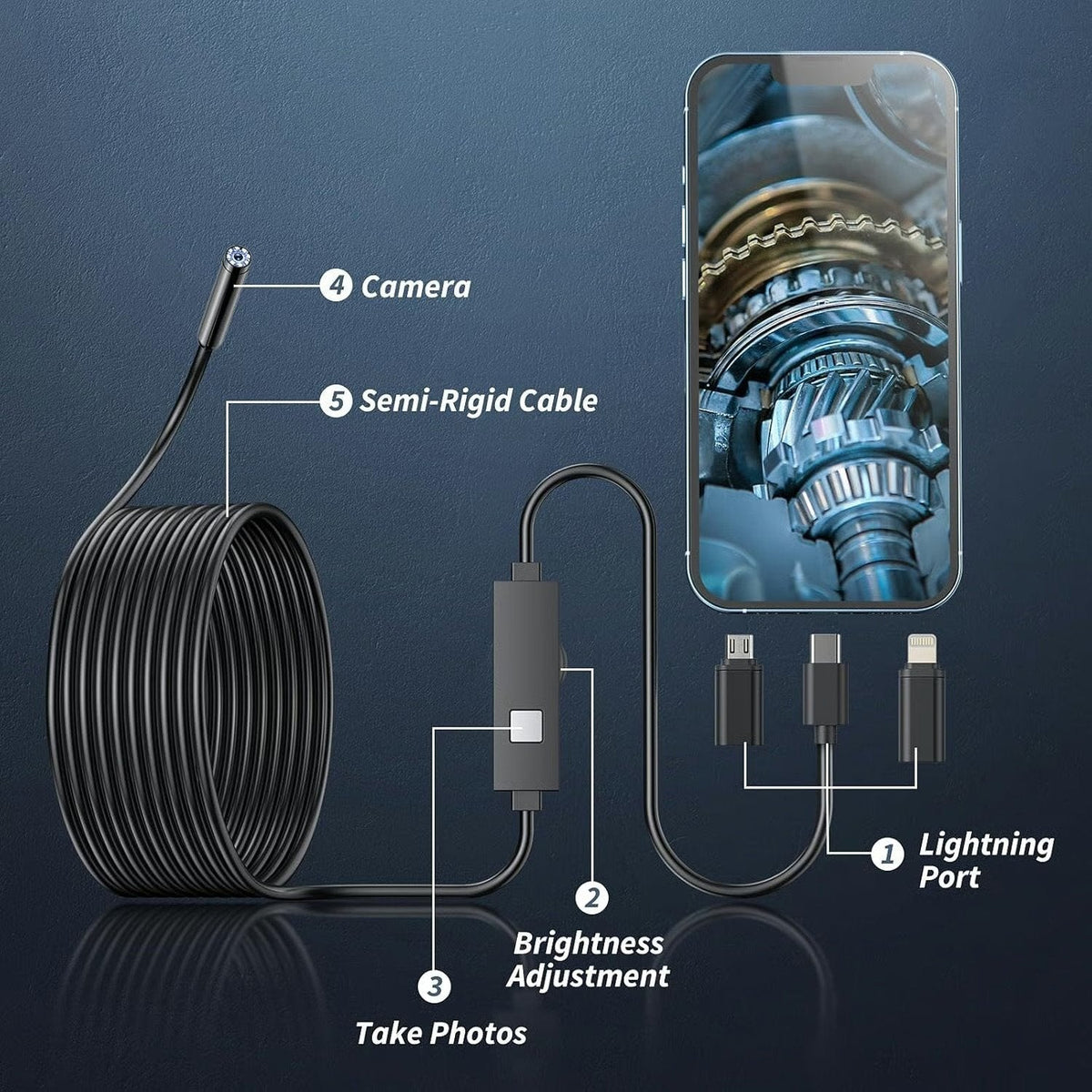 ๐ Plug-and-Play Endoscope Camera - Compatible with Android & iPhone & ipad for Direct Connection