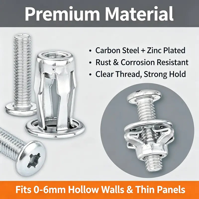 🧱 No Stud? No Problem. – 91-Piece Petal Jack Nut Kit with Installation Pliers