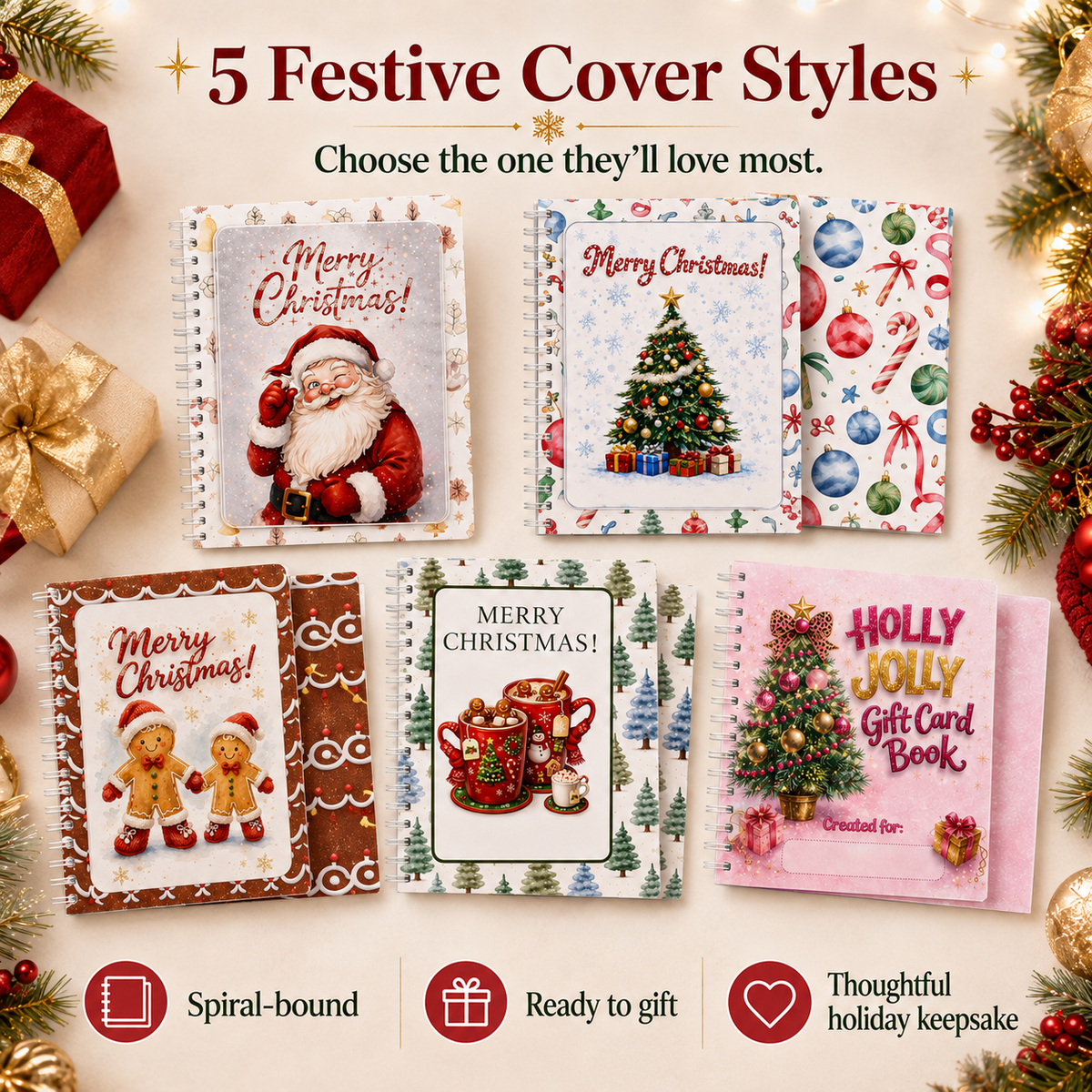 π₯ LIMITED-TIME 50% OFF β Holographic Christmas Gift Card Booklet