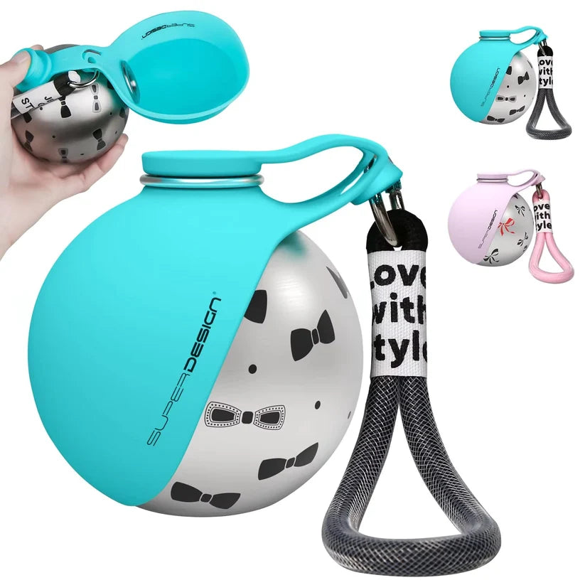 2-in-1 Dog Travel Water Bottle – Leakproof Stainless Steel Bottle with Silicone Bowl