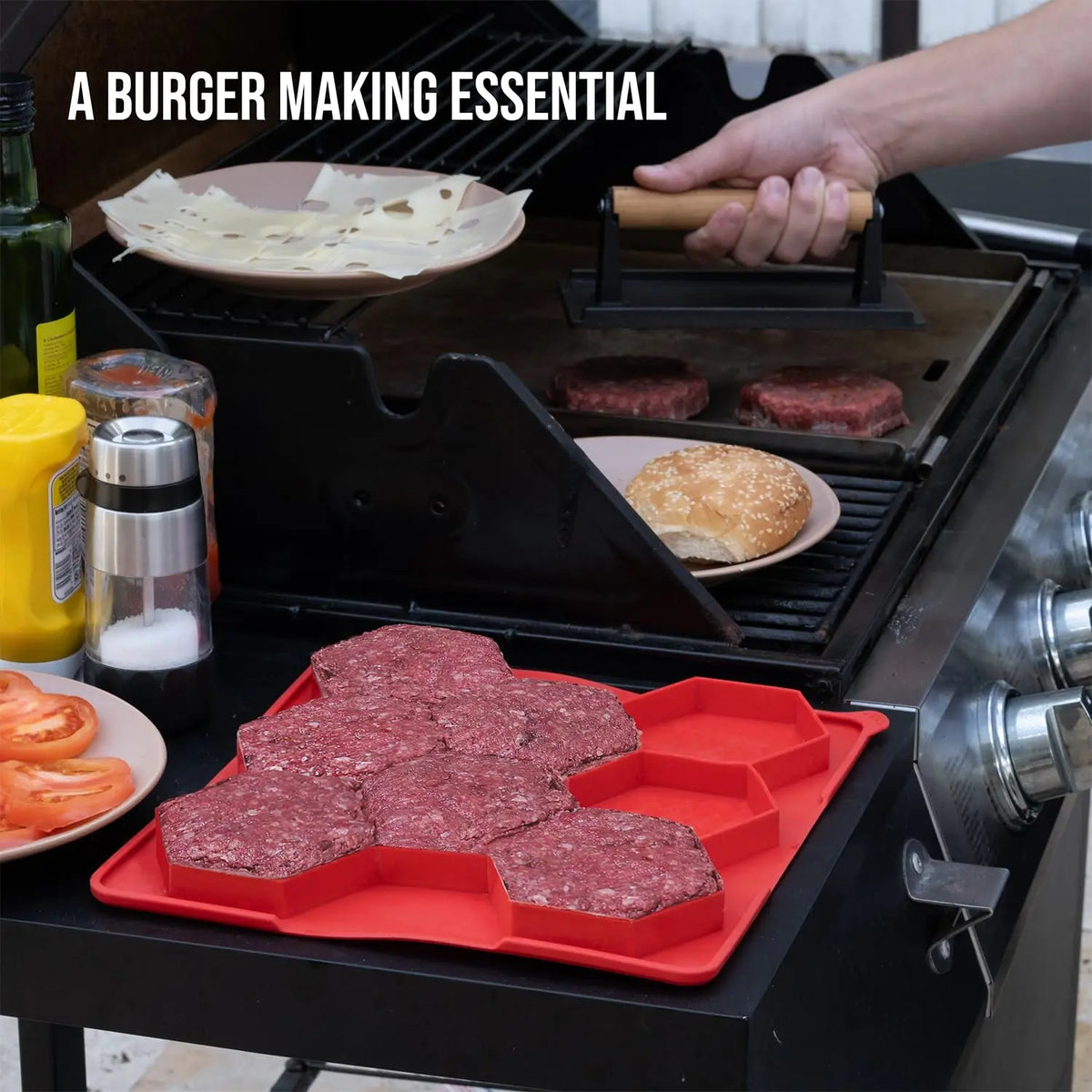 8-in-1 Hamburger Patty Storage Containers & Burger Mold - Non-Stick Silicone