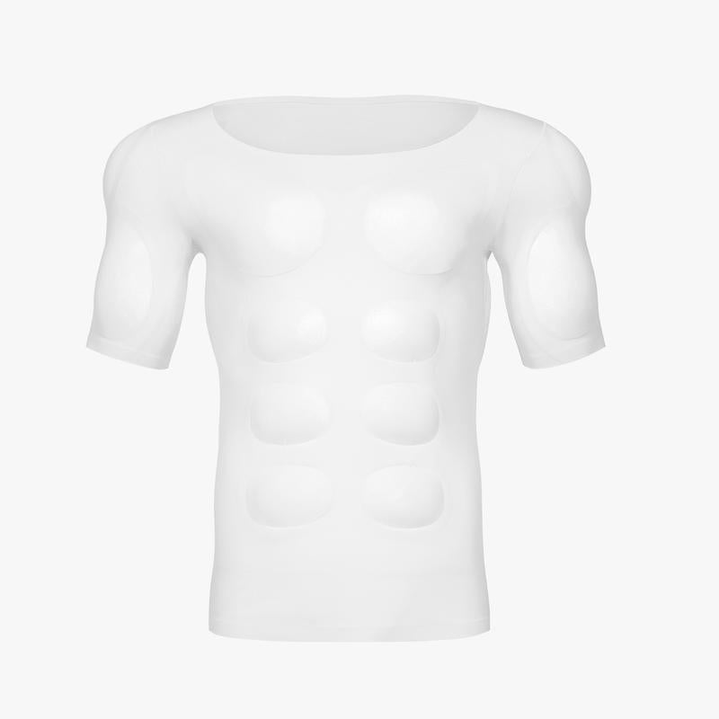 Men's Abs T-Shirt Seamless Muscle Enhancing Top with Removable Pads