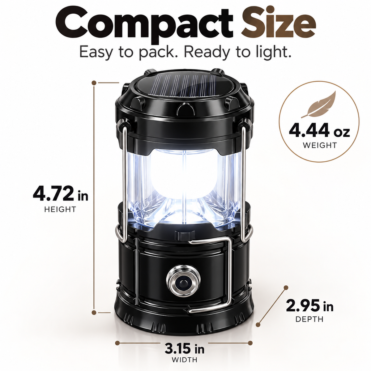 🔋 Solar USB LED Camping Lantern✨ Rechargeable & Waterproof