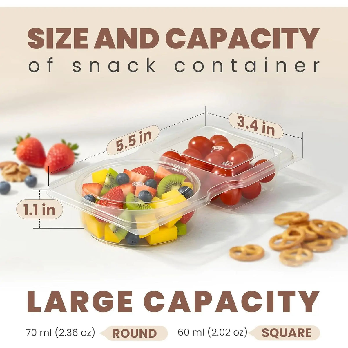 Reusable Snack Containers 2 Compartment with Lids