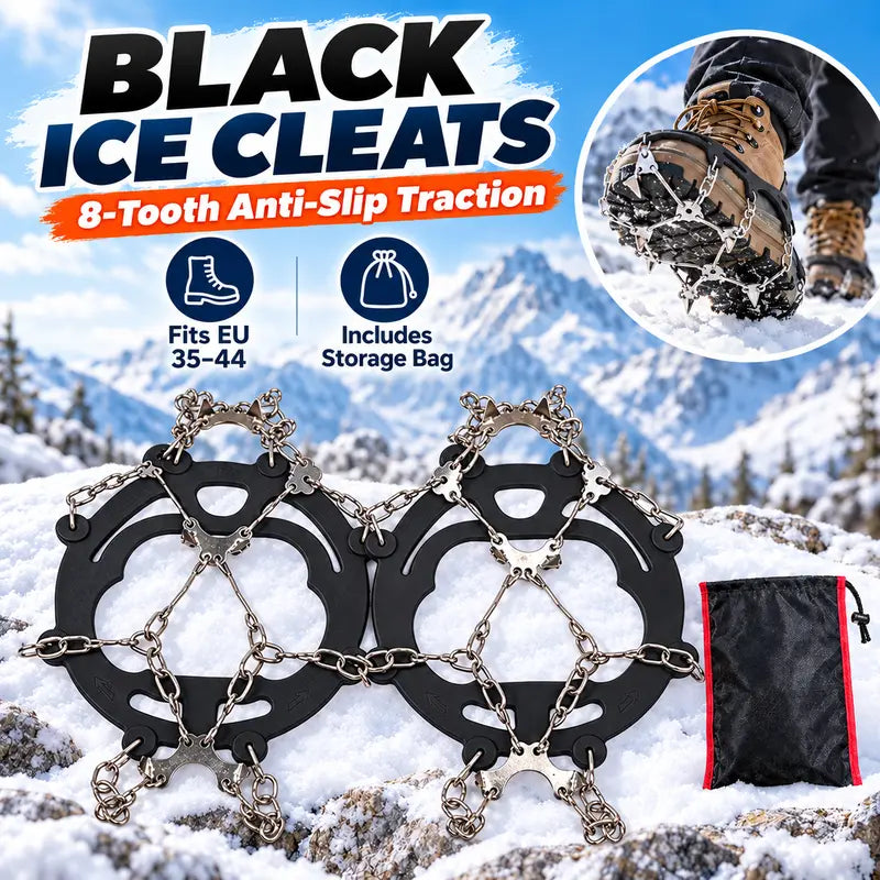 8-Tooth Ice Cleats for Hiking Boots, Winter Traction Crampons with Stainless Steel Chains