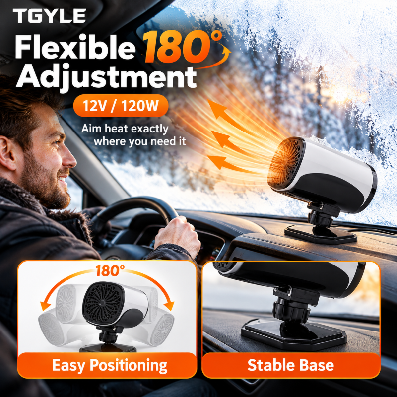 🔥Portable Car Heater Defroster with 360-Degree Rotating Base