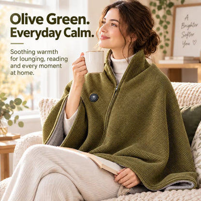Wearable Heated Blanket & Shawl – 8-Zone USB Heating, 3 Heat Levels, Hands-Free Design with Soft Fleece Lining