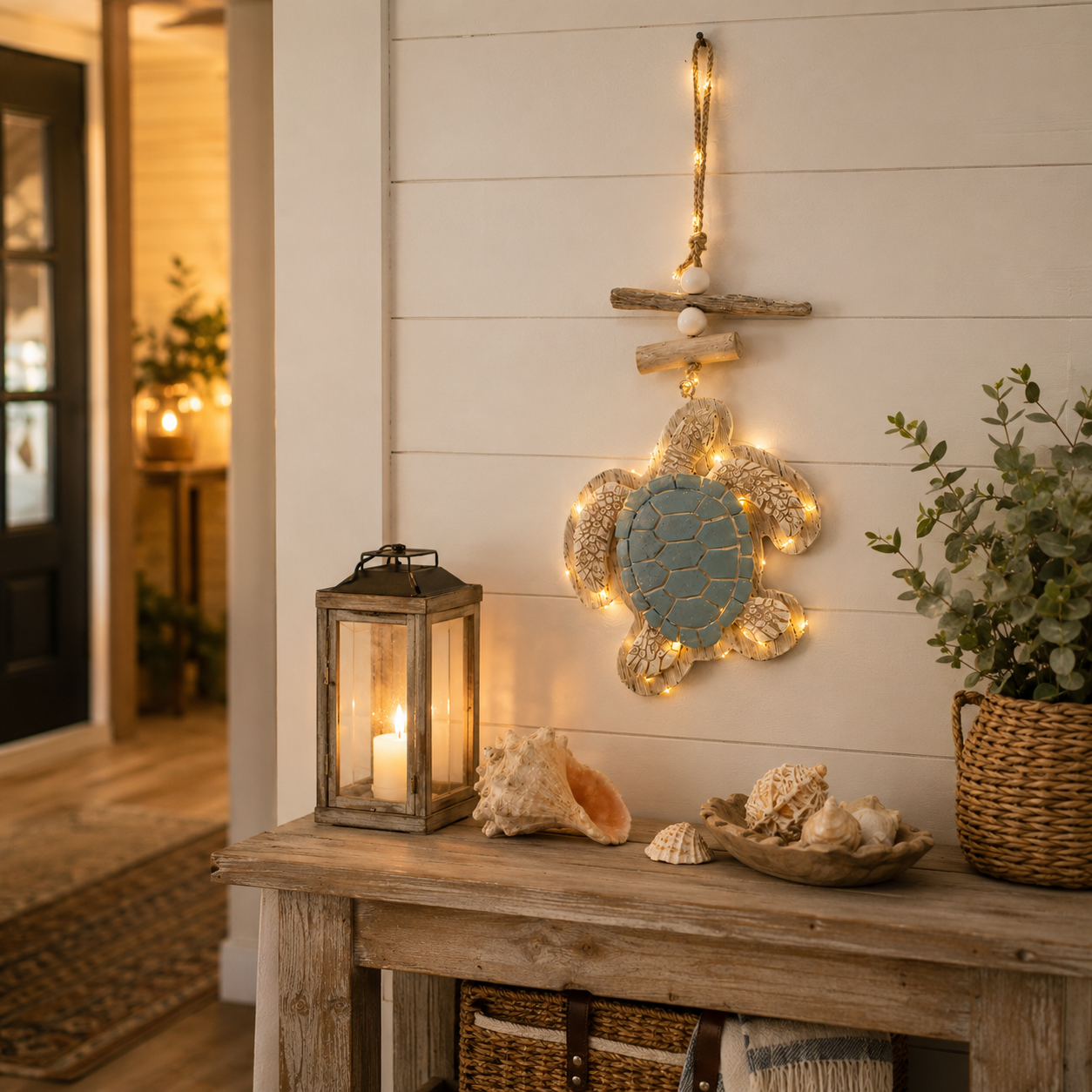 Glowing Coastal Sea Turtle Wall Art