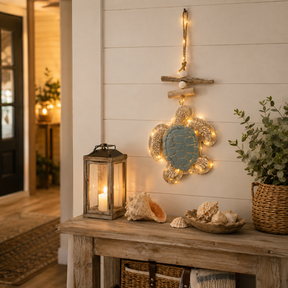 Glowing Coastal Sea Turtle Wall Art