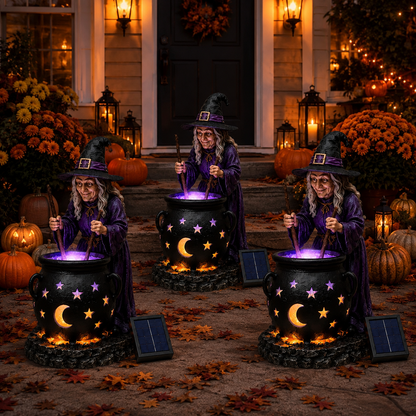 🔮Halloween Witch Glowing Cauldron Solar Light