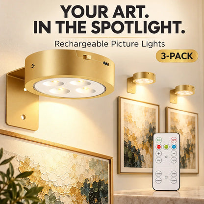 3-Pack Rechargeable Picture Lights for Wall
