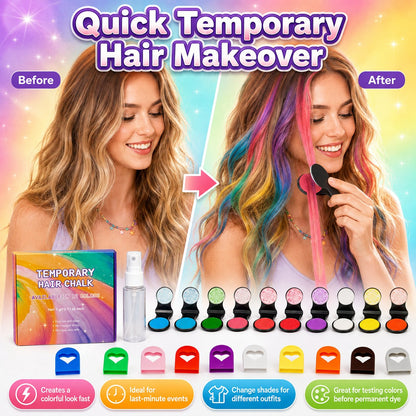 🌈 12-Color Washable Hair Chalk Set
