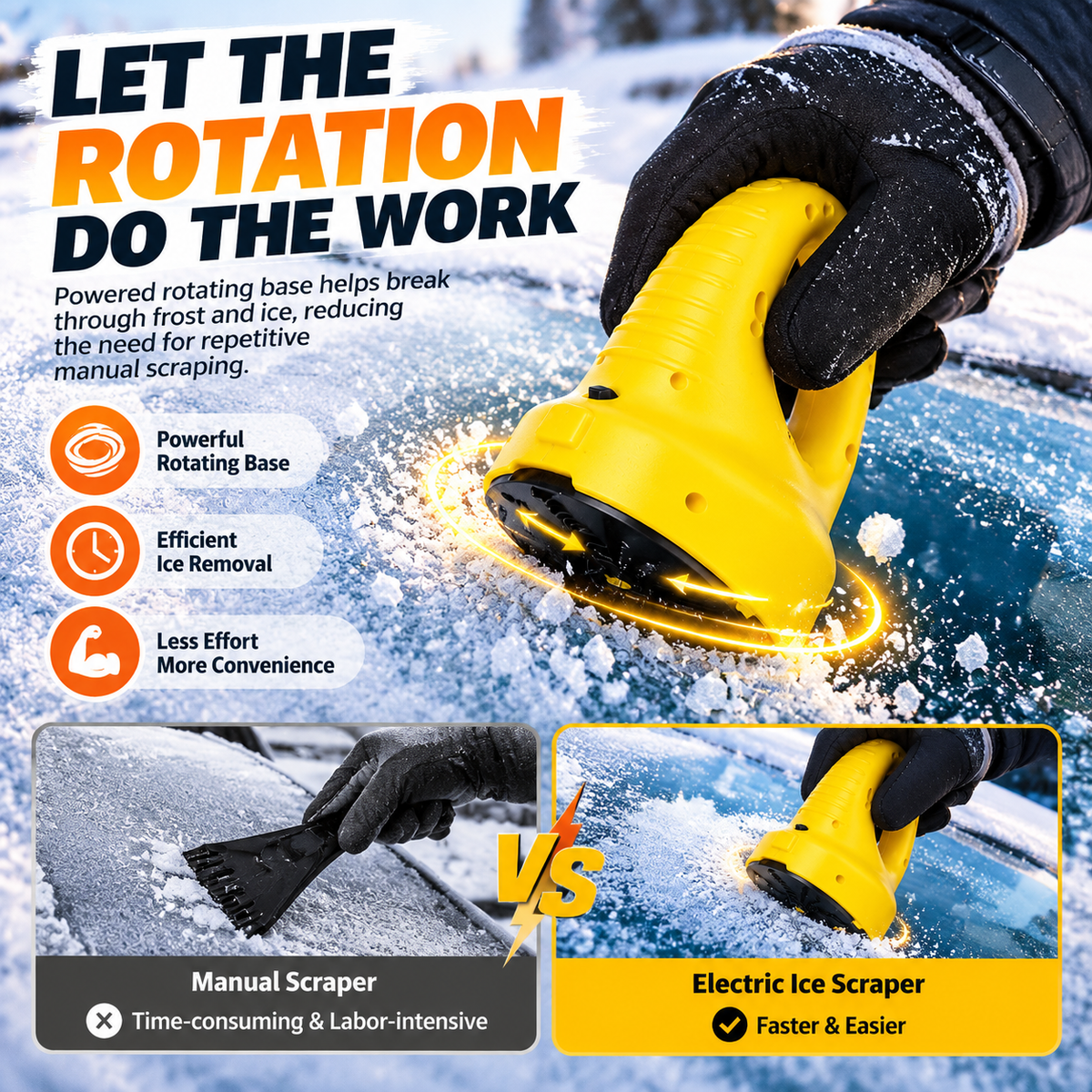 ❄️ Electric Ice Scraper – Rechargeable Cordless Windshield Frost & Ice Removal Tool