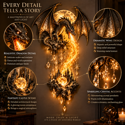 Dragonfire Moonlight Wall Lamp | Enchanted Fantasy Castle Decor 🌙