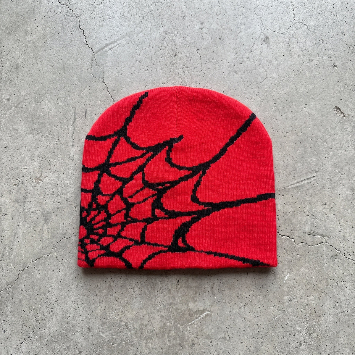 Unisex Y2K Spider Web Skull Cap Beanie - Viral Graphic Jacquard Knit Streetwear Grunge Aesthetic Hat