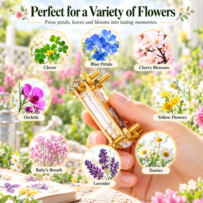 Mini Flower Press Kit with 20 Reusable Papers & Wrench for DIY Crafts