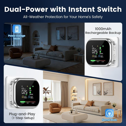 6-in-1 Safety Detector with Large LCD Display