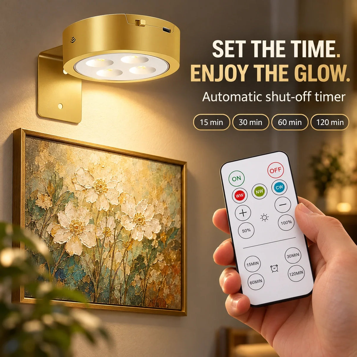 3-Pack Rechargeable Picture Lights for Wall