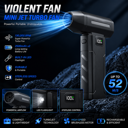 130000RPM Mini Turbo Jet Fan - High-Speed Handheld Electric Air Blower & Car Dryer