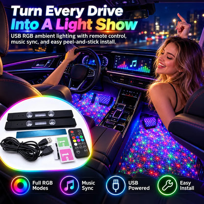 🚗✨ Wireless Car Interior LED Lights – Automatic Sensor Ambient Lighting for Cars, SUVs & Trucks