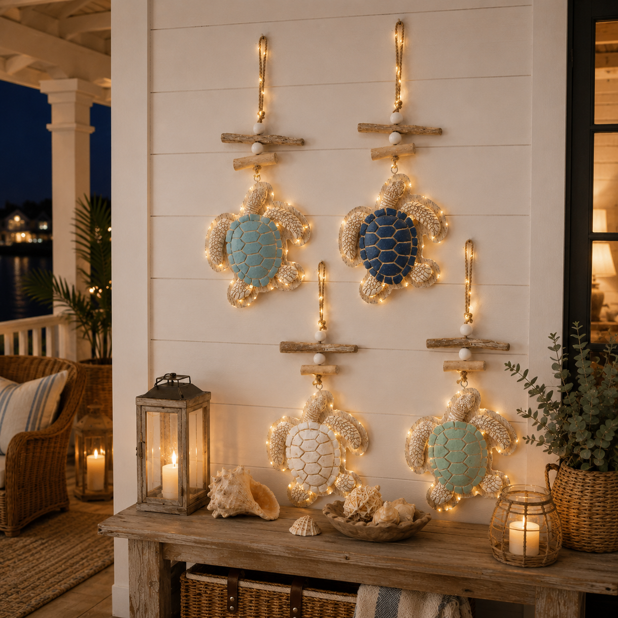 Glowing Coastal Sea Turtle Wall Art