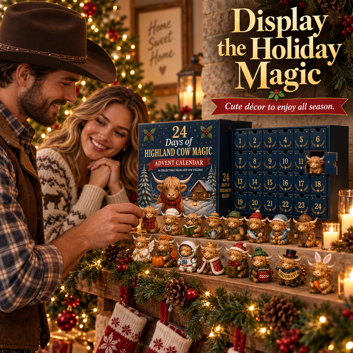 🔥 Last Day 50% OFF! 🐮 24-Day Highland Cow Surprise Advent Calendar 🎄
