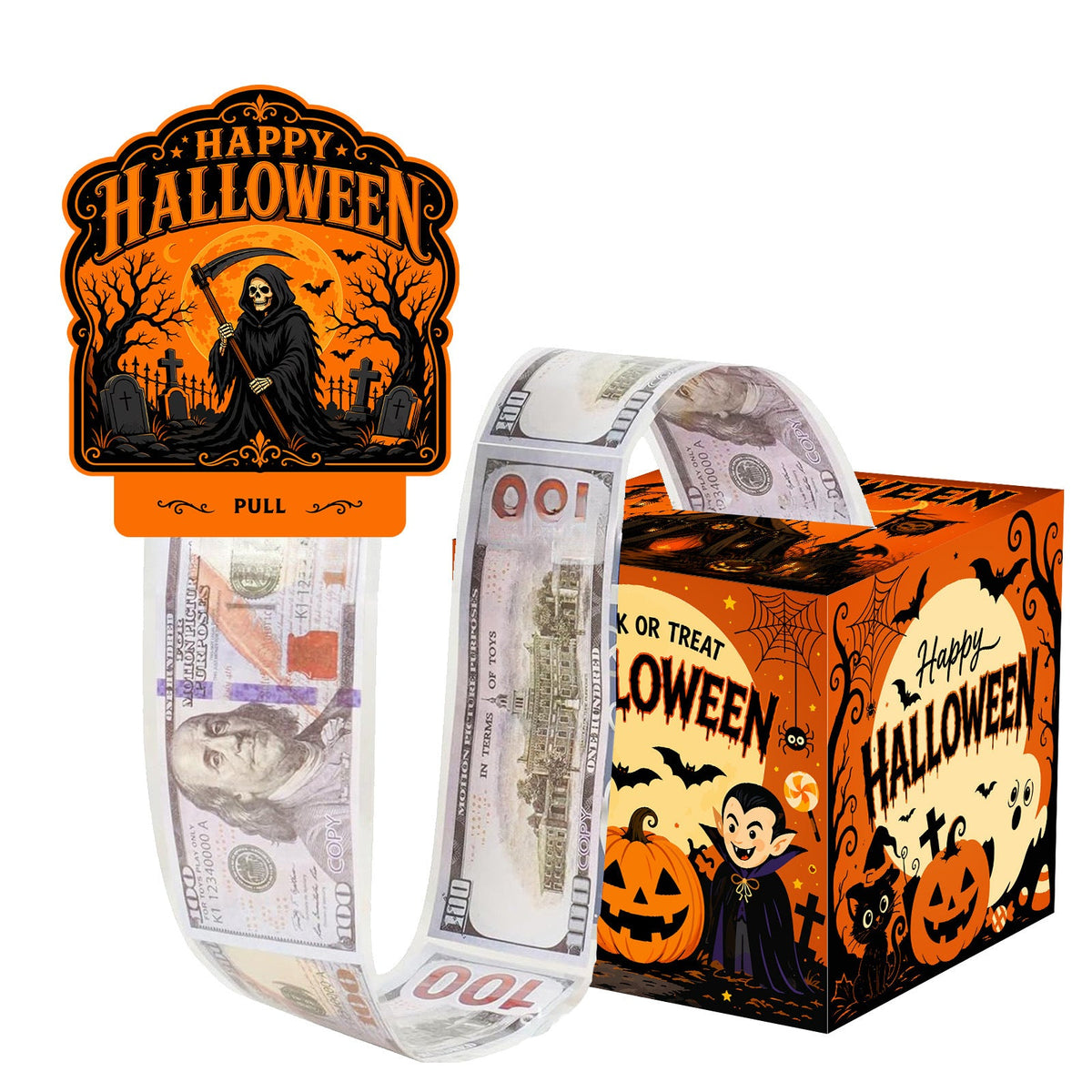 🎃 Halloween Pull-Out Surprise Box – Fun Cash & Gift Reveal Game
