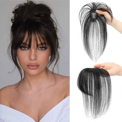 Hair Toppers for Women - 3D Real Human Hair Clip-in Bangs
