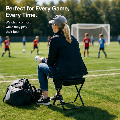 Unisex Nylon Fabric Portable Folding Stool - Compact Adult Fit Collapsible Backpack Chair