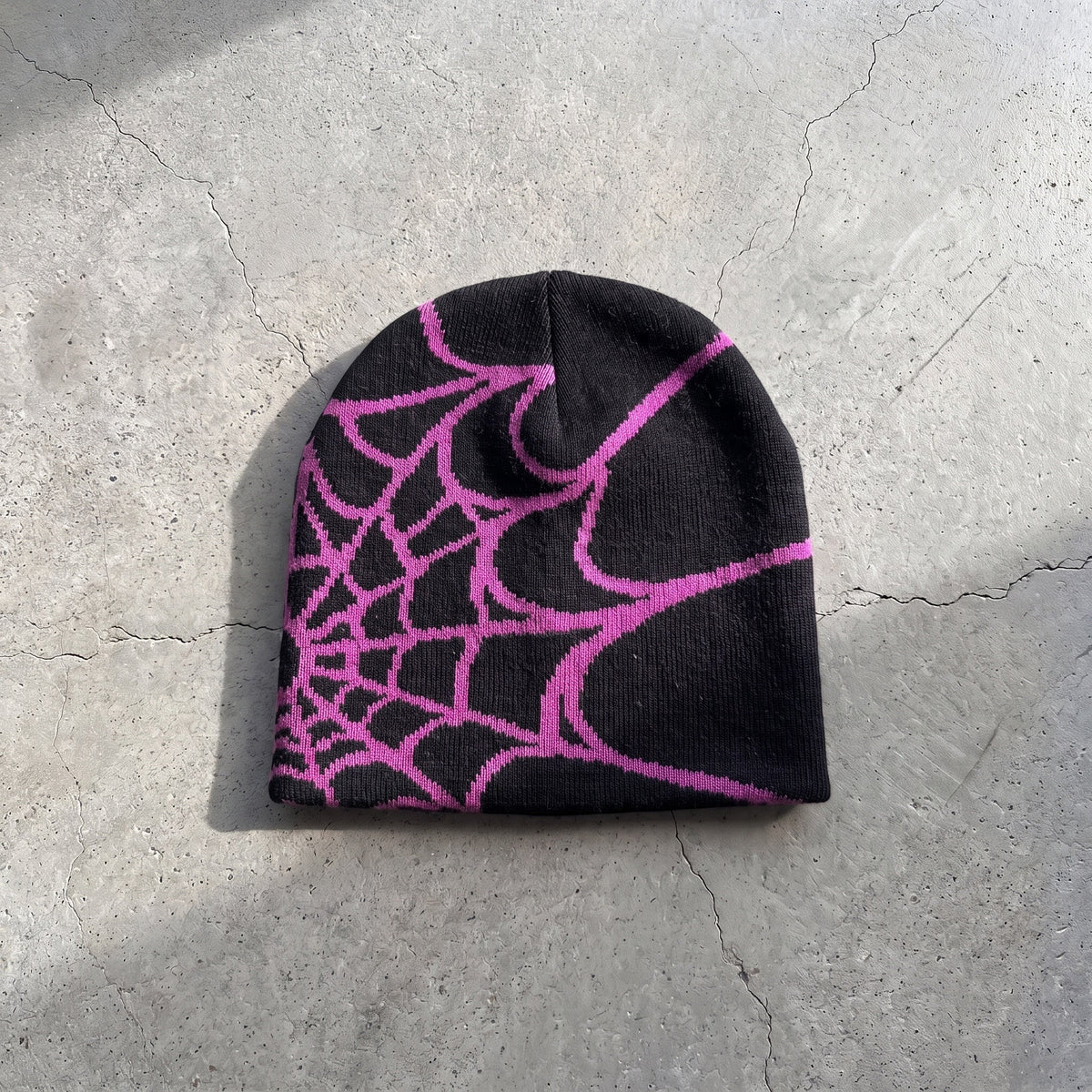 Unisex Y2K Spider Web Skull Cap Beanie - Viral Graphic Jacquard Knit Streetwear Grunge Aesthetic Hat