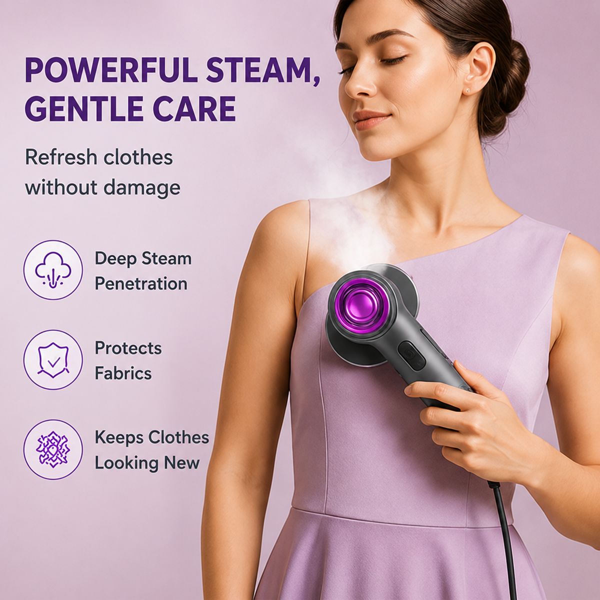 Compact 2-in-1 Handheld Garment Steamer & Iron