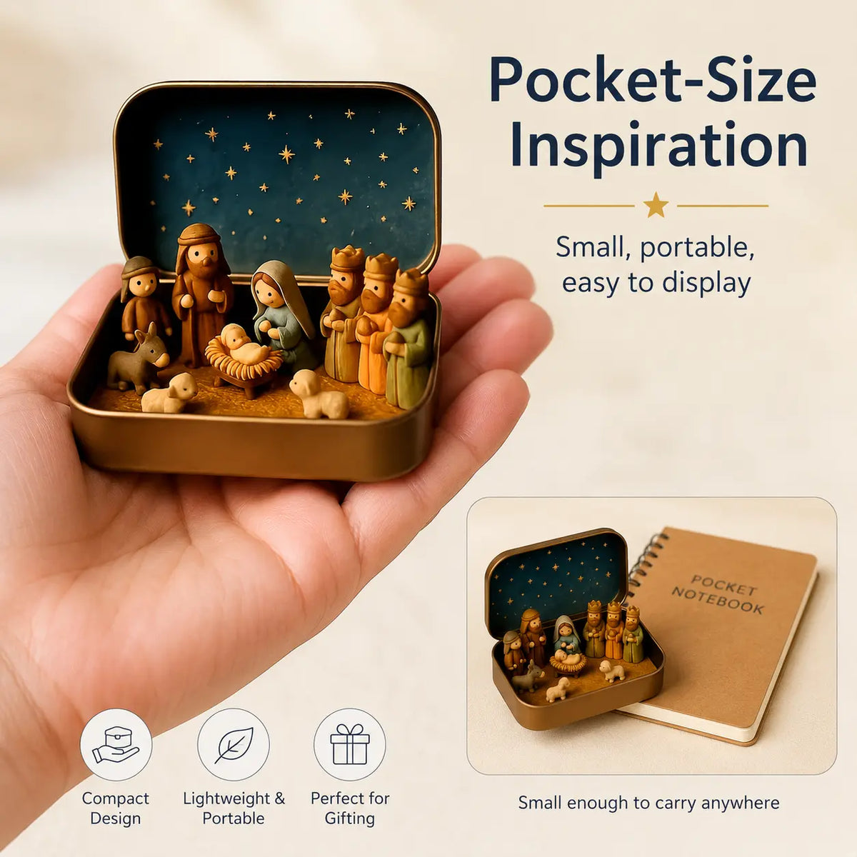 Home Supplies Pocket Mini Nativity Set, Plastic, Portable
