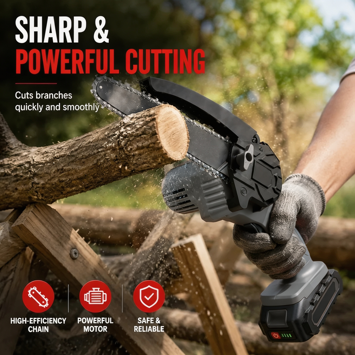 Cordless Mini Chainsaw – Small Size, Big Power – Free Shipping 🚚