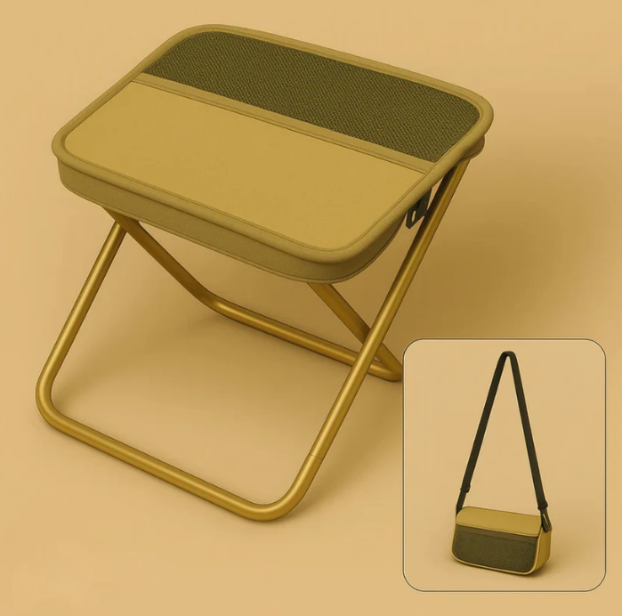 Unisex Nylon Fabric Portable Folding Stool - Compact Adult Fit Collapsible Backpack Chair