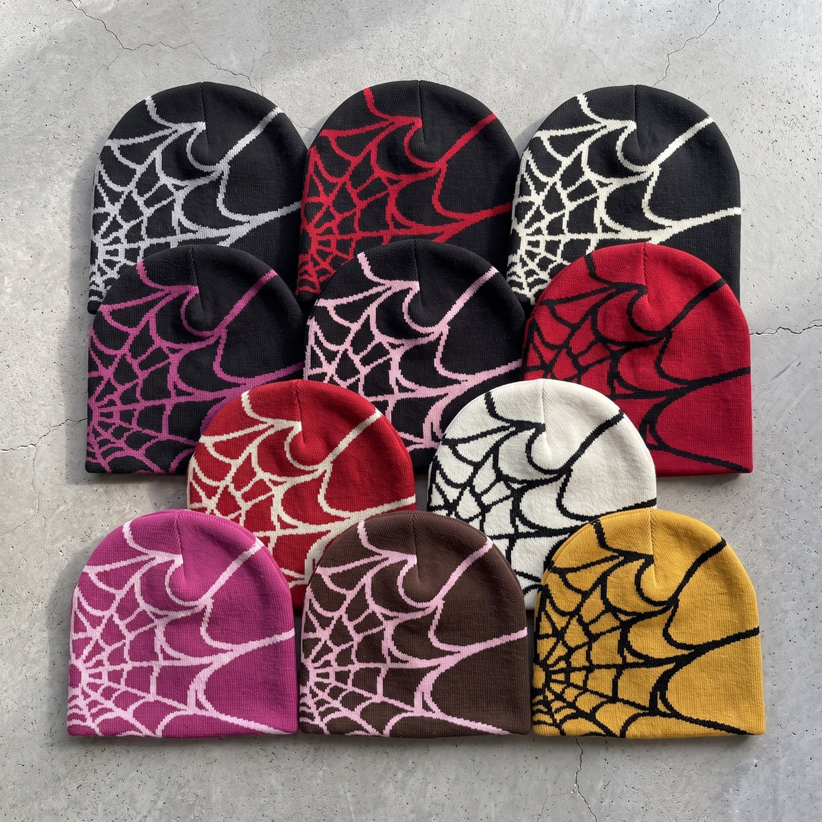 Unisex Y2K Spider Web Skull Cap Beanie - Viral Graphic Jacquard Knit Streetwear Grunge Aesthetic Hat