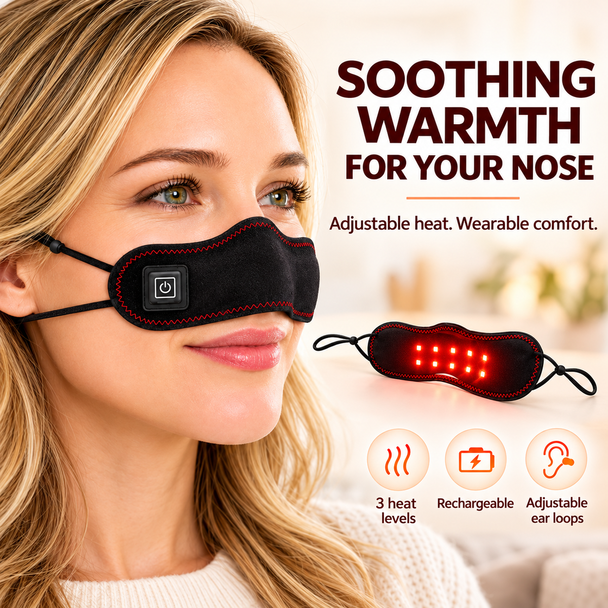 Red Light Nose Warmer for Easier Breathing