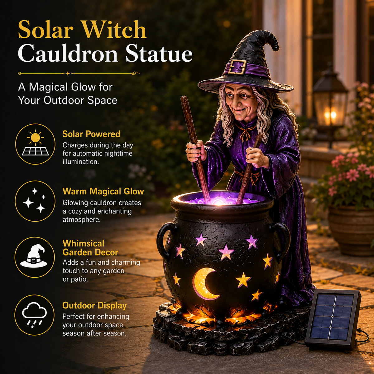🔮Halloween Witch Glowing Cauldron Solar Light