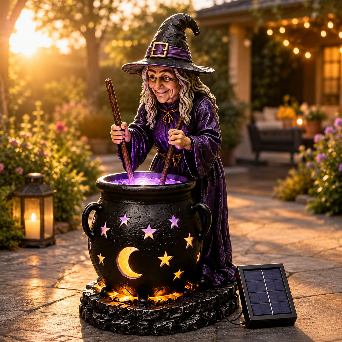 🔮Halloween Witch Glowing Cauldron Solar Light