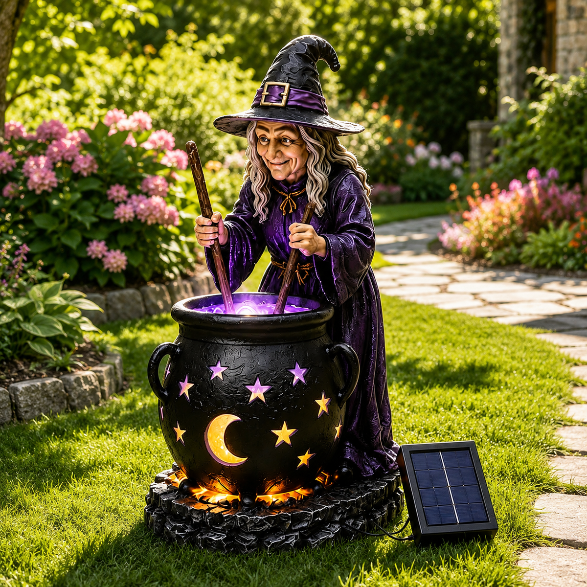 🔮Halloween Witch Glowing Cauldron Solar Light