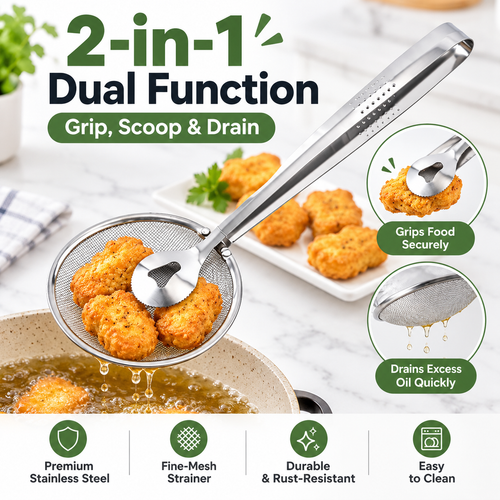 🍳2-in-1 Stainless Steel Oil Filter Clip-Suitable for fried foods