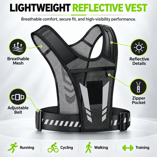 Hands-free reflective running vest