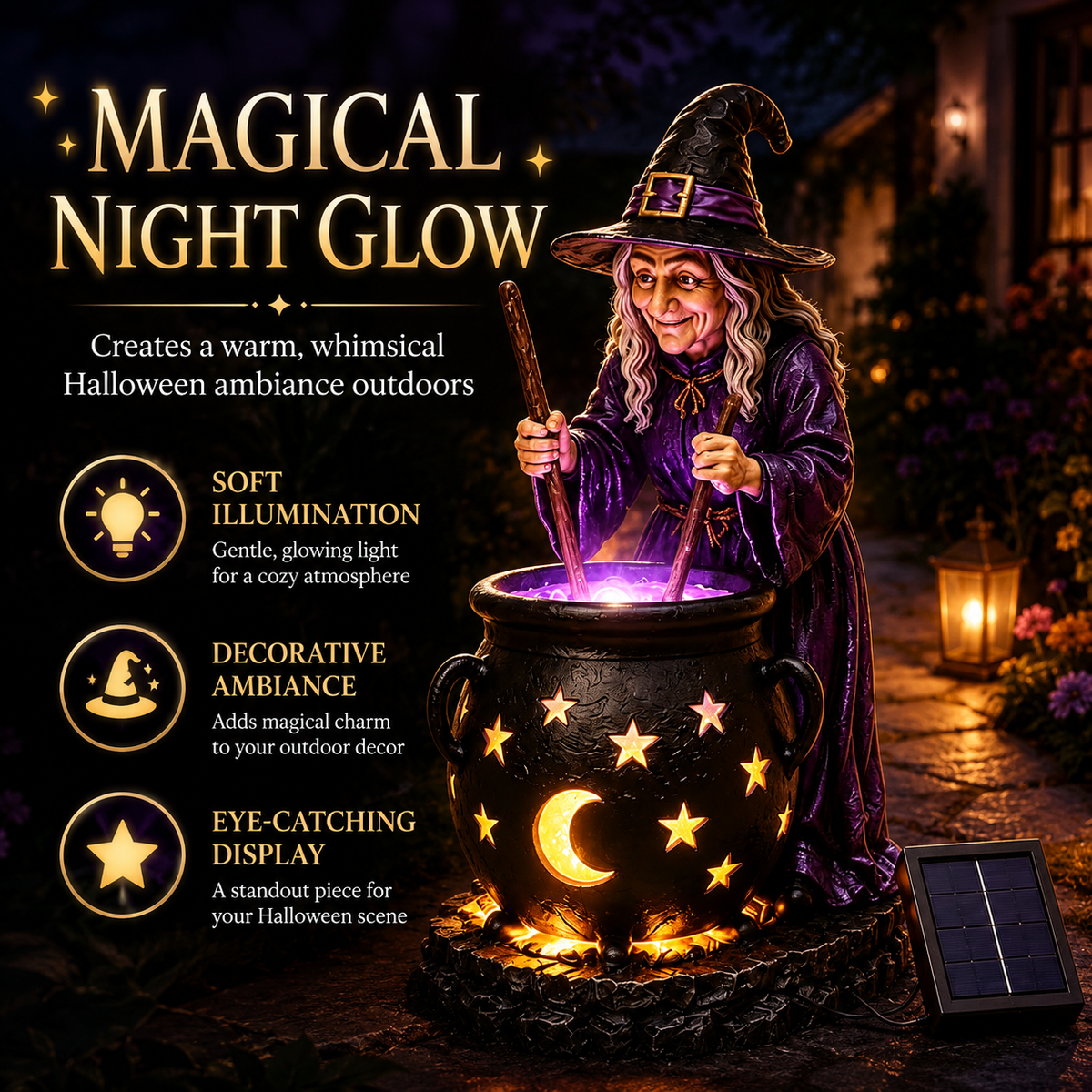 🔮Halloween Witch Glowing Cauldron Solar Light