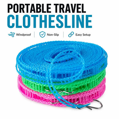 🎁 Portable Non-Slip Clothesline – Windproof Travel Laundry Line for Camping, Hotel & Home