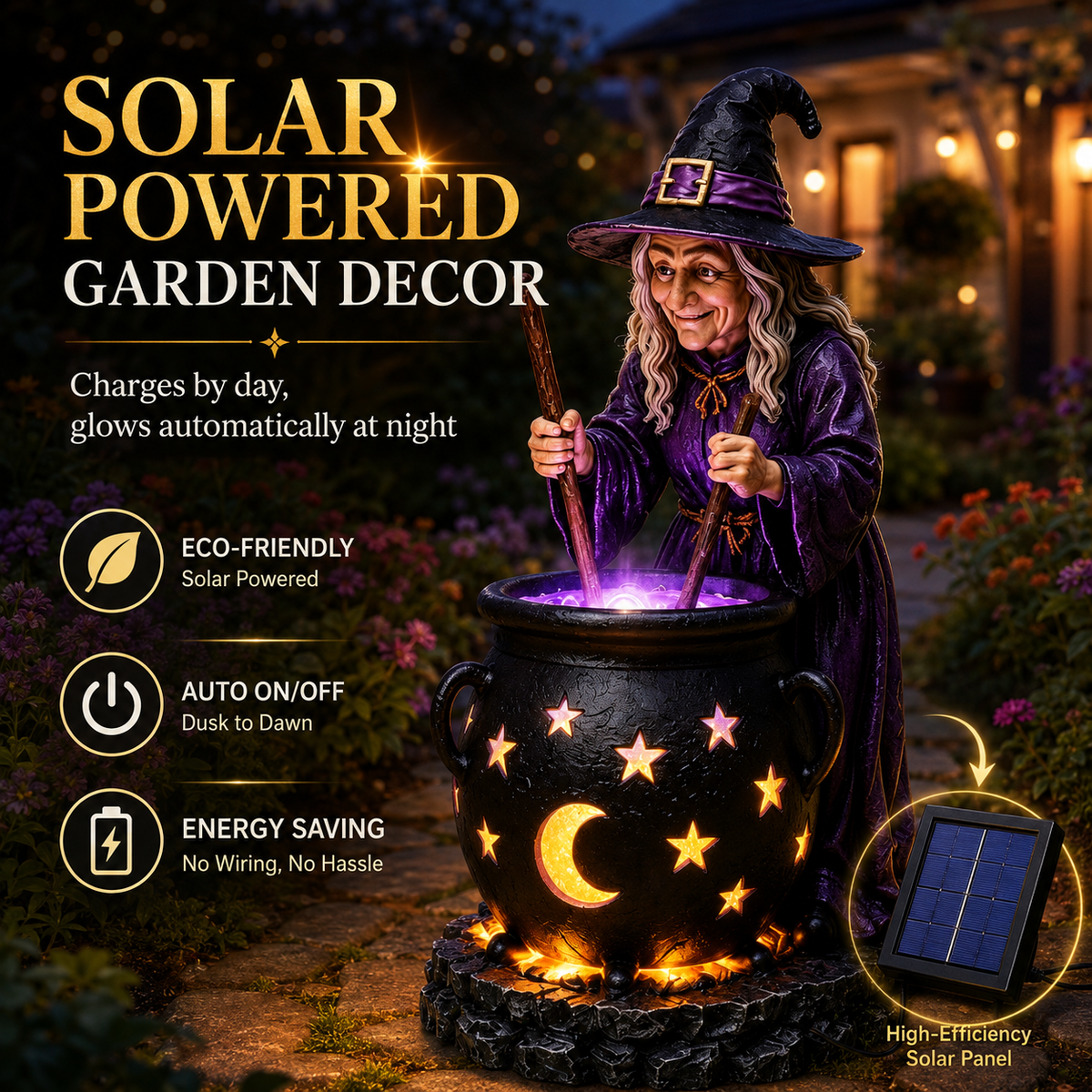 🔮Halloween Witch Glowing Cauldron Solar Light