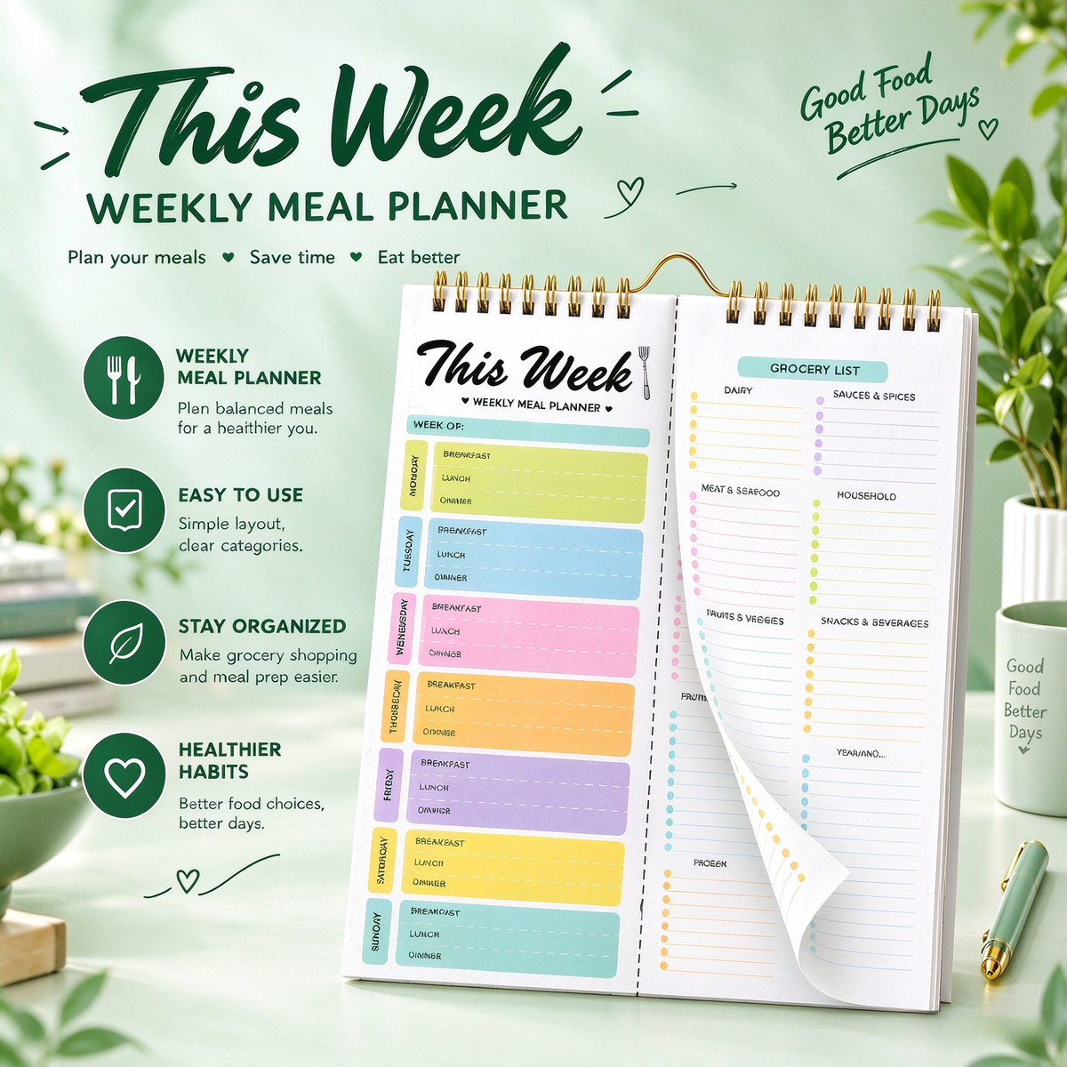 📅 🍽️ Weekly Meal Planner – Simplify Family Meals & Grocery Planning