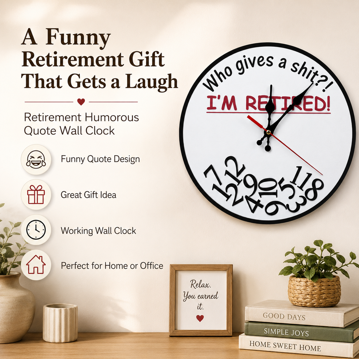 🔥Hot Sale 🔥Retirement Humorous Quote Wall Clock